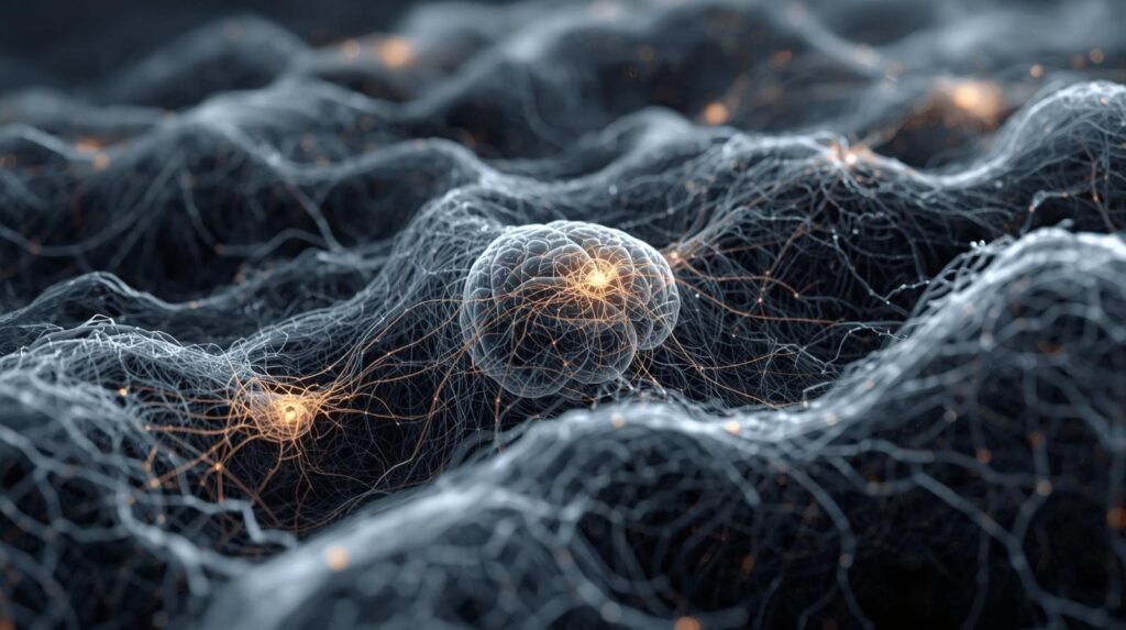 Nervous system connection from the brain to the breath and gut